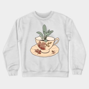 Autumn Cottagecore Sage Tea cup Crewneck Sweatshirt